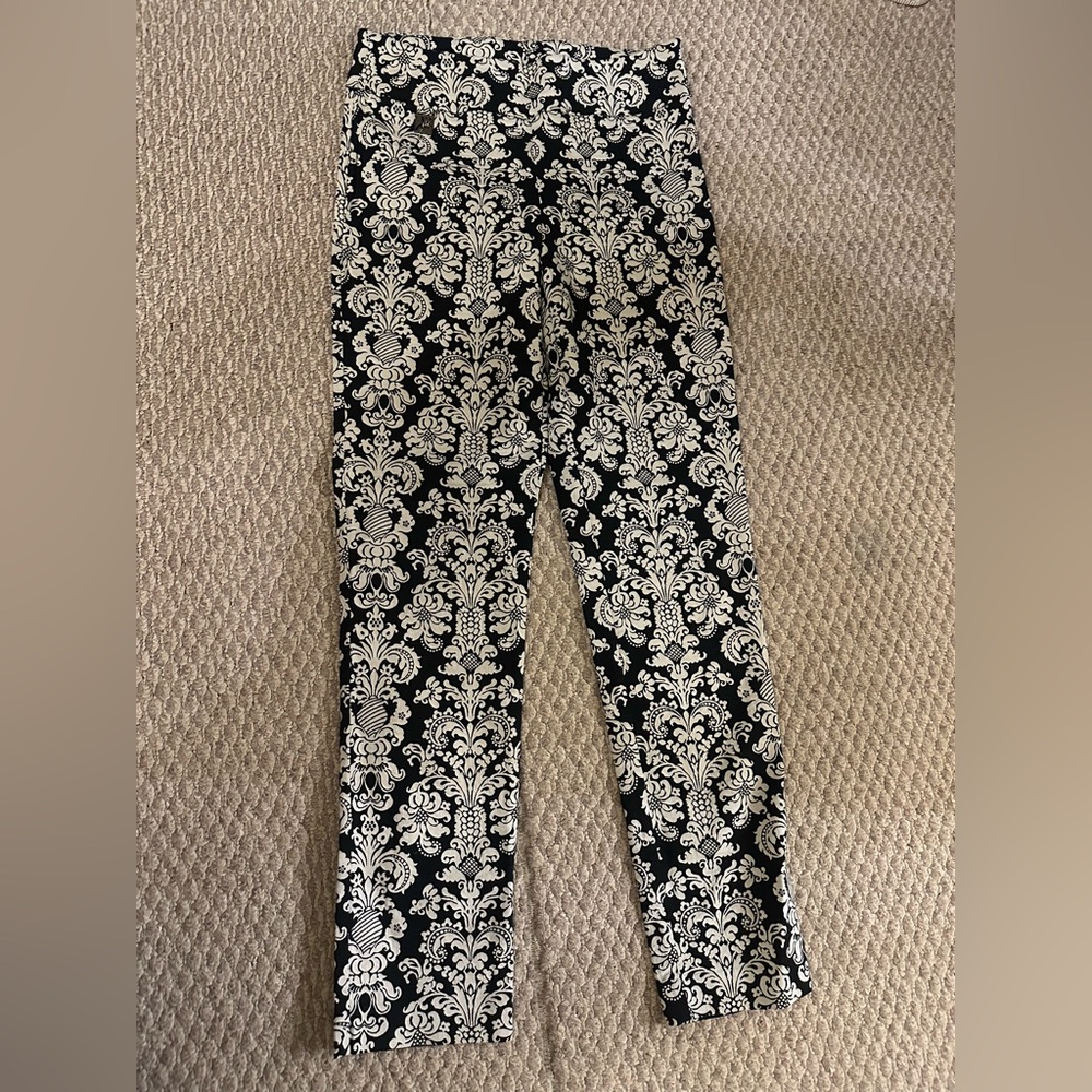 Joseph Ribkoff Black and Cream Patterned Trousers